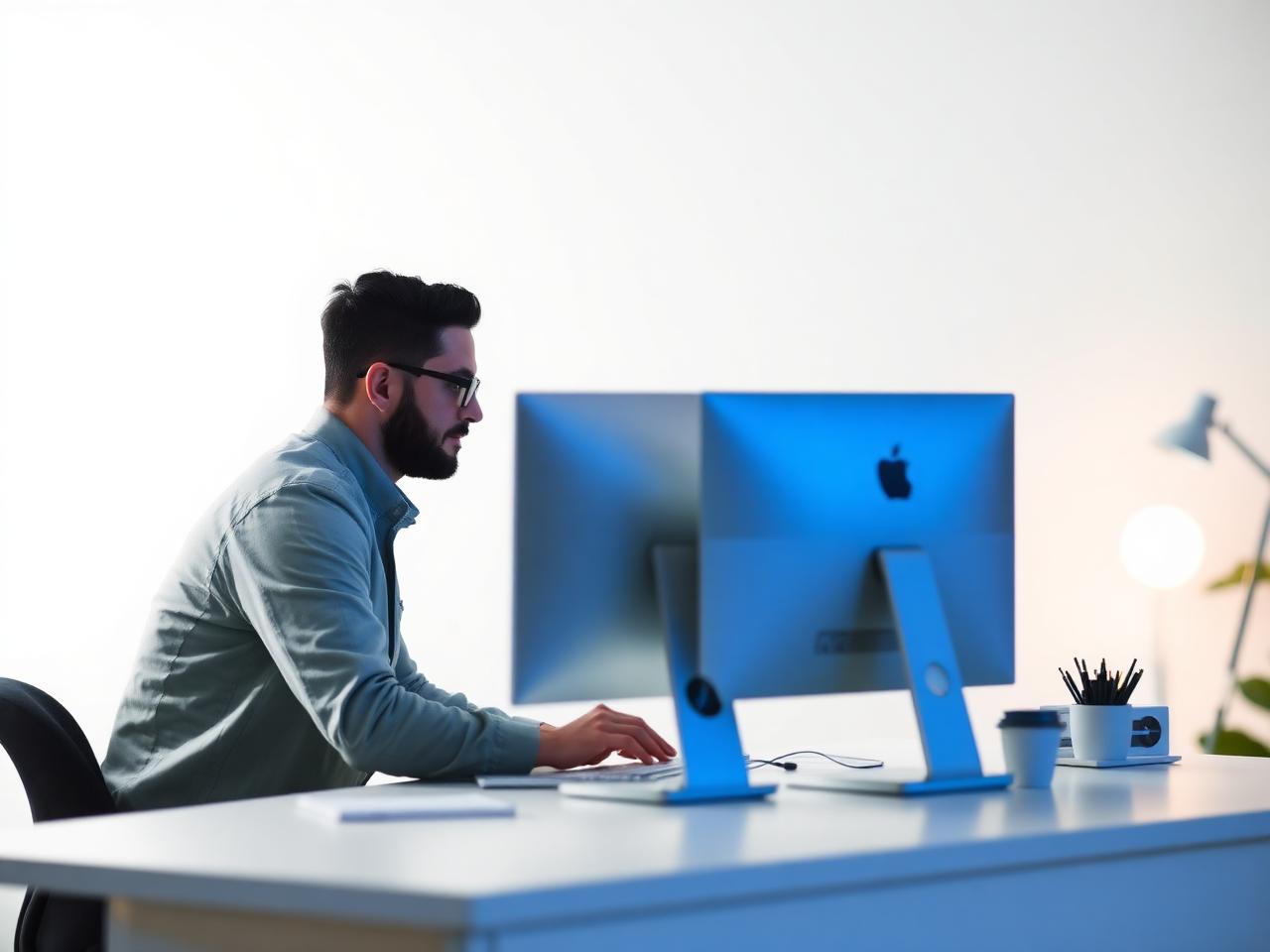 A developer working at a bright modern workspace